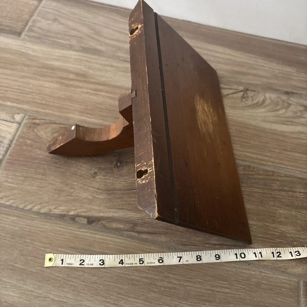 Vintage Solid Wood Wall Shelf Open Face Mid Century Style 12
